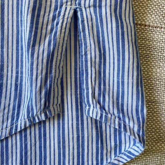 Lucky Brand Womens Cotton Blue/White Stripe Coastal Nautical Casual Shirt-Sz-M - Picture 7 of 16